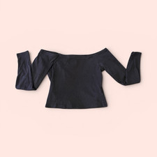 FB Sister Damen Bauchfrei Crop-Top Schwarz S ...