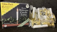 Electric Window Candle Stick Lamp 6 Pack Solid Brass Base New Indoor Only