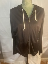 Reebok Classic Womens Track Jacket Hoodie Zip Black W/ Side Pockets XL