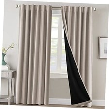 100 Blackout Curtains for Bedroom with Black Liner Full 52"W x 84"L Natural