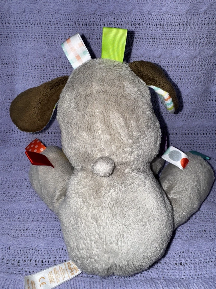Taggies Bright Starts Gris Cachorro Perro Peluche 10" Lovey Sonajero Etiquetas Foto 3 de 4