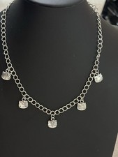 Sanrio Silver Tone Adjustable Cable Chain Hello Kitty Charm Necklace Signed