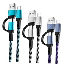 USB C to C Cable, 60W 3 Pack Fast Charging Cords 6ft QC  PD 2-in-1 USB-A/C to