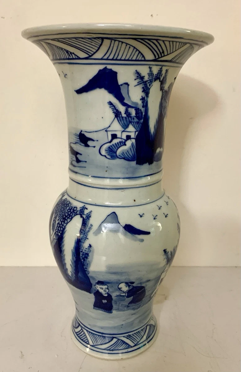 蓝色中国古董花瓶| eBay