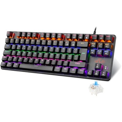 Gaming Tastatur TKL QWERTZ, TKL Tastatur Mechanisch, Blaue Schalter Laut, Tas...