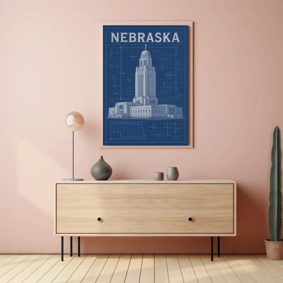 Nebraska State Capitol Blueprint Poster - Image 3 of 4