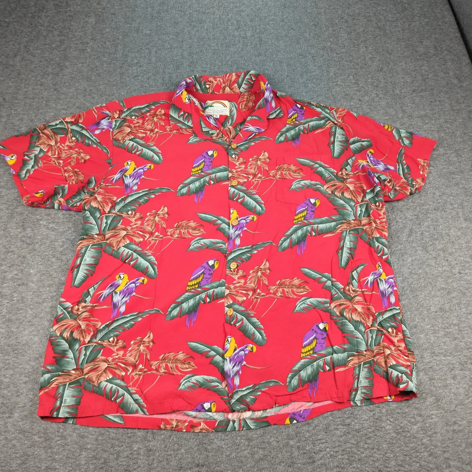 Vintage Paradise Found Shirt Mens Extra Large Red Hawaiian Magnum PI Tom Selleck