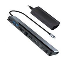 USB C Docking Station Dual Monitor with Power Adapter: 12-in-1 Thunderbolt 3  4