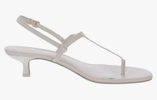 Michael Kors Tasha Leather Slingback Thong Sandals Cream Size 7.5 Kitten Heel