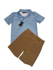 Ben Sherman Blue Patterned Polo Shirt and Brown Shorts Set/Size Small 8 