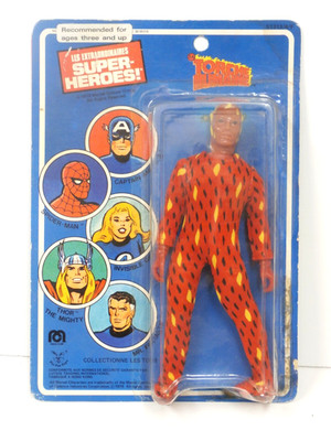 Vintage 1979 Mego Torche Humana Super Heroes Marvel French Card Human Torch