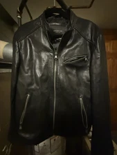 Andrew Marc Men’s Black Leather Jacket Great Condition Large 