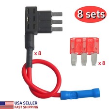8 Sets Car Add A-Circuit Fuse Tap Holder & Red 10 Amp ATR Micro3 Blade Fuses