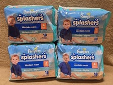 4 Packs: Pampers Splashers Disposable Swim Diapers 18 Pack Medium 20-33lbs