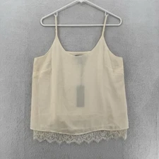 Rachel Zoe Camisole Womens Medium Ivory Chiffon Lace Trim Sleeveless Lined NWT