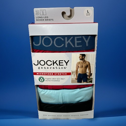 Jockey Men's 3-Pack Boxer Briefs-Long Leg-Active-Microfiber Stretch-NIB - Picture 2 of 5