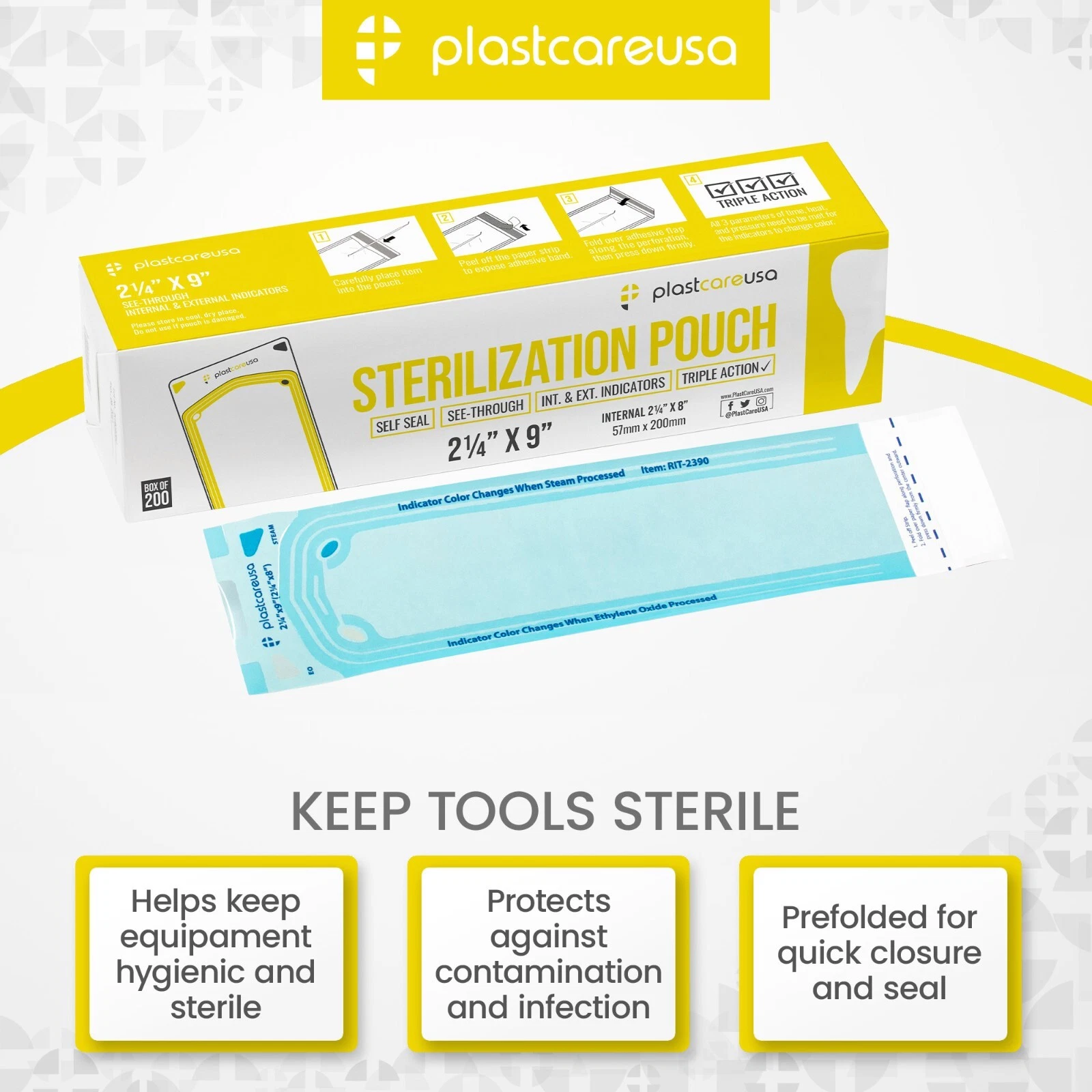 1000 2.25" x 9" Dental Sterilization Pouches Sterilizer Autoclave Bags - product detail image 3
