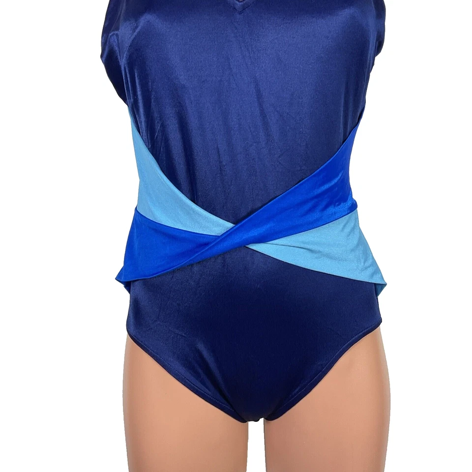 Vintage 60s 70s Women's Swim Suit Rose Marie Reid French Blue 1 pc NWT sz 14 - Image 3 of 4