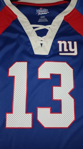 NEW YORK GIANTS WOMENS SHIRT O'DELL BECKHAM Jr VINTAG SIZ MEDIUM MAJESTIC LIKNEW - Picture 8 of 15