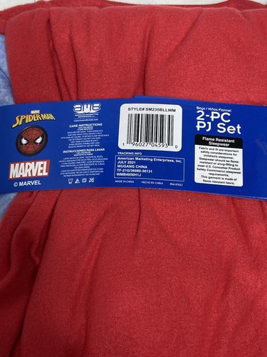 SPIDER-MAN Size 6/7 MARVEL Flannel Pajamas Sleepwear Boys Superhero Red/Blue - Picture 2 of 3