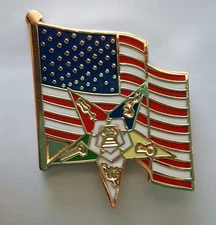 Order of Eastern Star symbol with the U.S. Flag  lapel pin Veterans pin