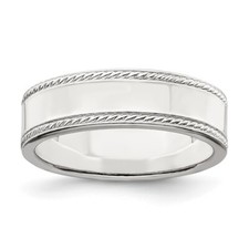 Sterling Silver 6mm Design Edge Band Ring