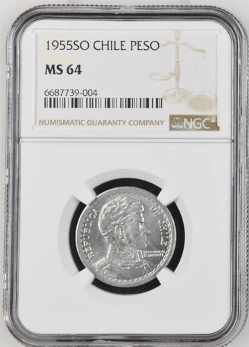 Chile 1 Peso 1955 SO NGC MS 64