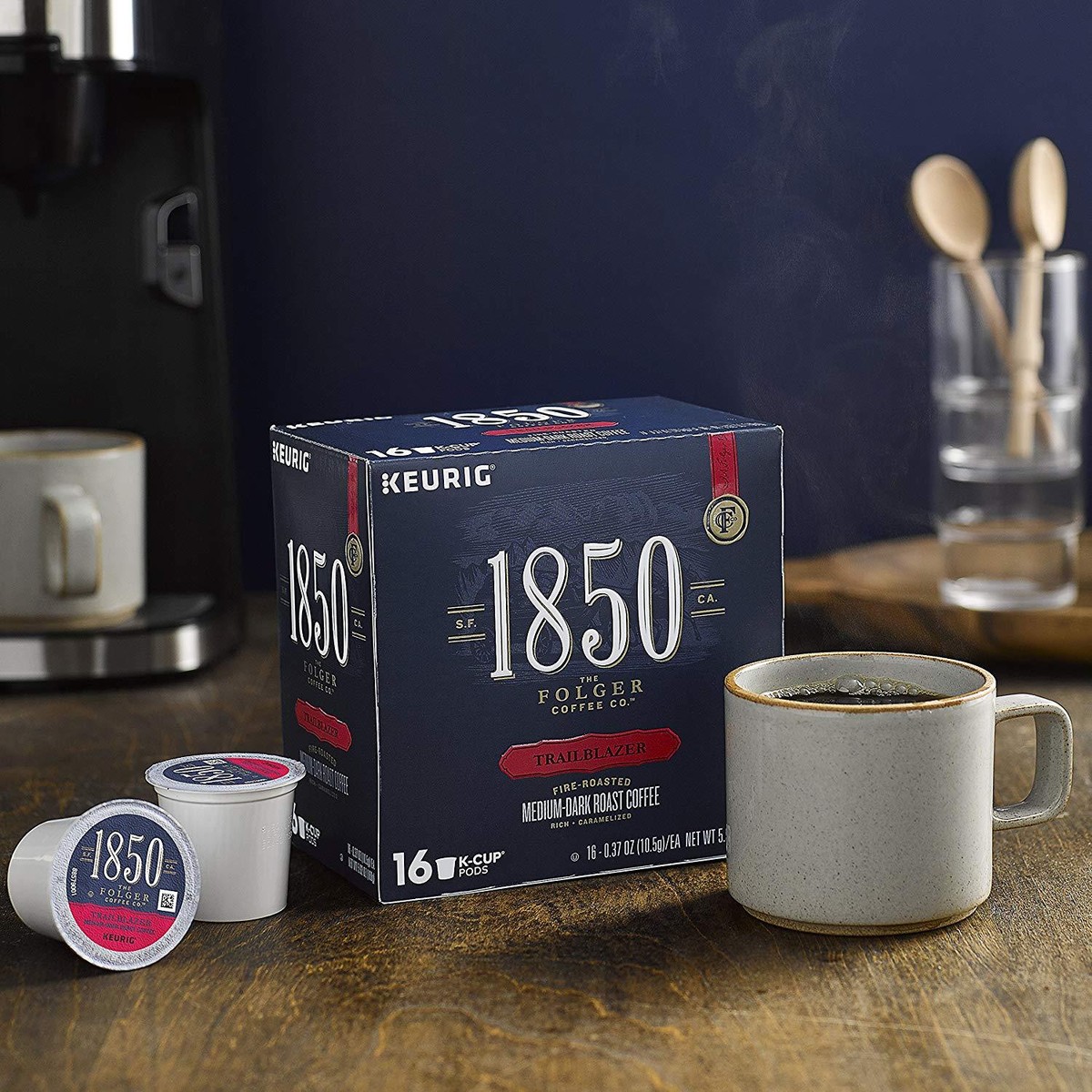 1850 Trailblazer, Medium-Dark Roast Coffee, K-Cup Pods for Keurig Brewers, 16-Count