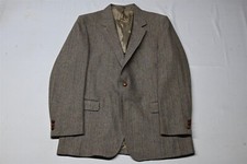 Vtg Austin Manor 46L Brown Herringbone Tweed Wool Blazer Jacket Sport Coat
