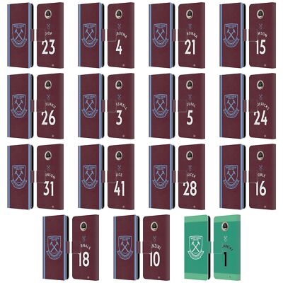 WEST HAM UNITED FC 2020/21 PLAYERS HOME KIT LEATHER BOOK CASE MOTOROLA PHONES