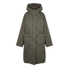 Dkny Dkny Long Quilted Oversized Coat Ladies Size Xs Olive