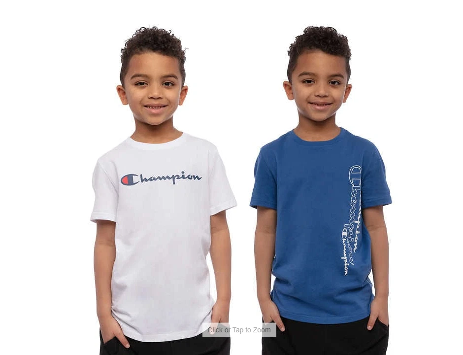 Champion Youth Tee, White and Blue | eBay