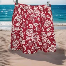 Hawaiian Shorts Vintage 90s Womens 10 Red White High Waist Wide Legs Pleated