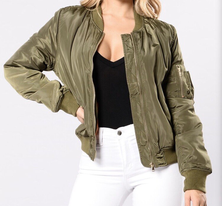 Fashion Nova Olive Green Bomber Jacket NWT eBay