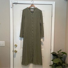 Willow Women’s Vintage Green Long Sleeve Button Front Maxi Dress Size S NEW