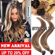 US Stick I Tip Russian Human Hair Extensions Ombre Pre Bonded 100G Thick 20 OFF