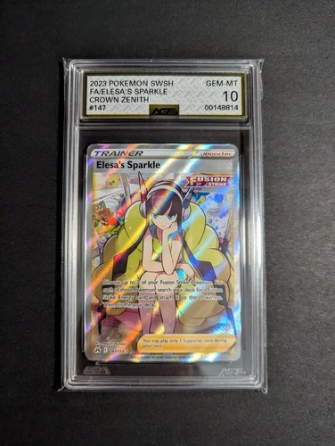 AGS 10 GEM MINT Elesa's Sparkle 147/159 Crown Zenith FULL ART Pokemon Card