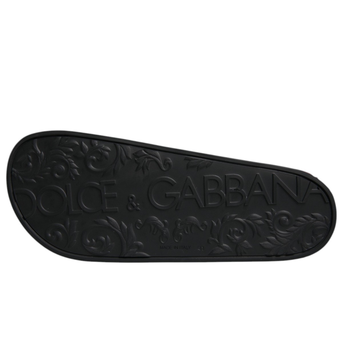 DOLCE & GABBANA Shoes Black Leather Slides Sandals Beachwear