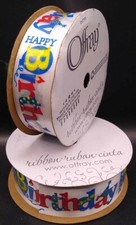 7/8in X 9Ft Spool Happy Birthday Offray Ribbon Set Of 2