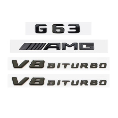 4pcs G63 AMG V8 BITURBO Gloss Black Badge Emblem fit Mercedes Benz W463 W464/G63
