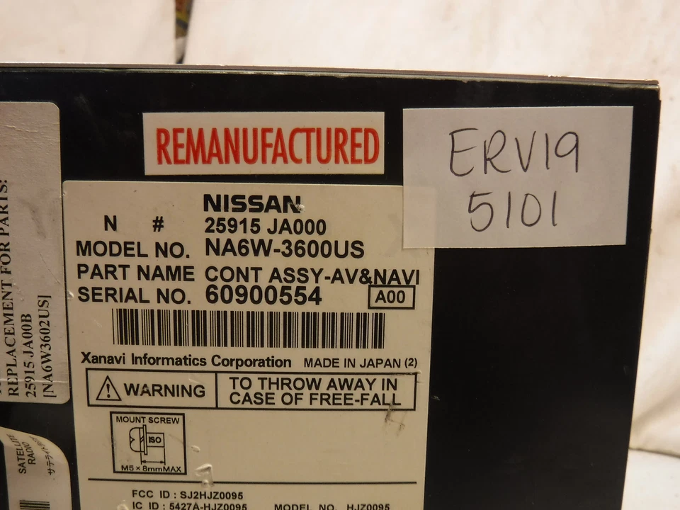 Nissan Altima 2007 2008 navegación radio CD 25915-JA000 ERV19 Foto 4 de 4