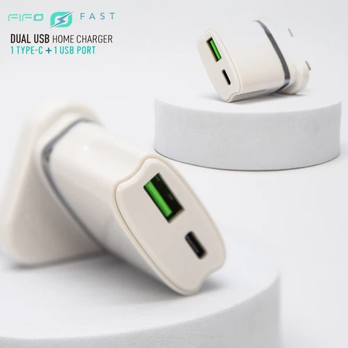 FAST Home Charger USB with Type-C and USB-A ports FIFO Dual Mains 3 Pin UK Plug - Picture 4 of 12