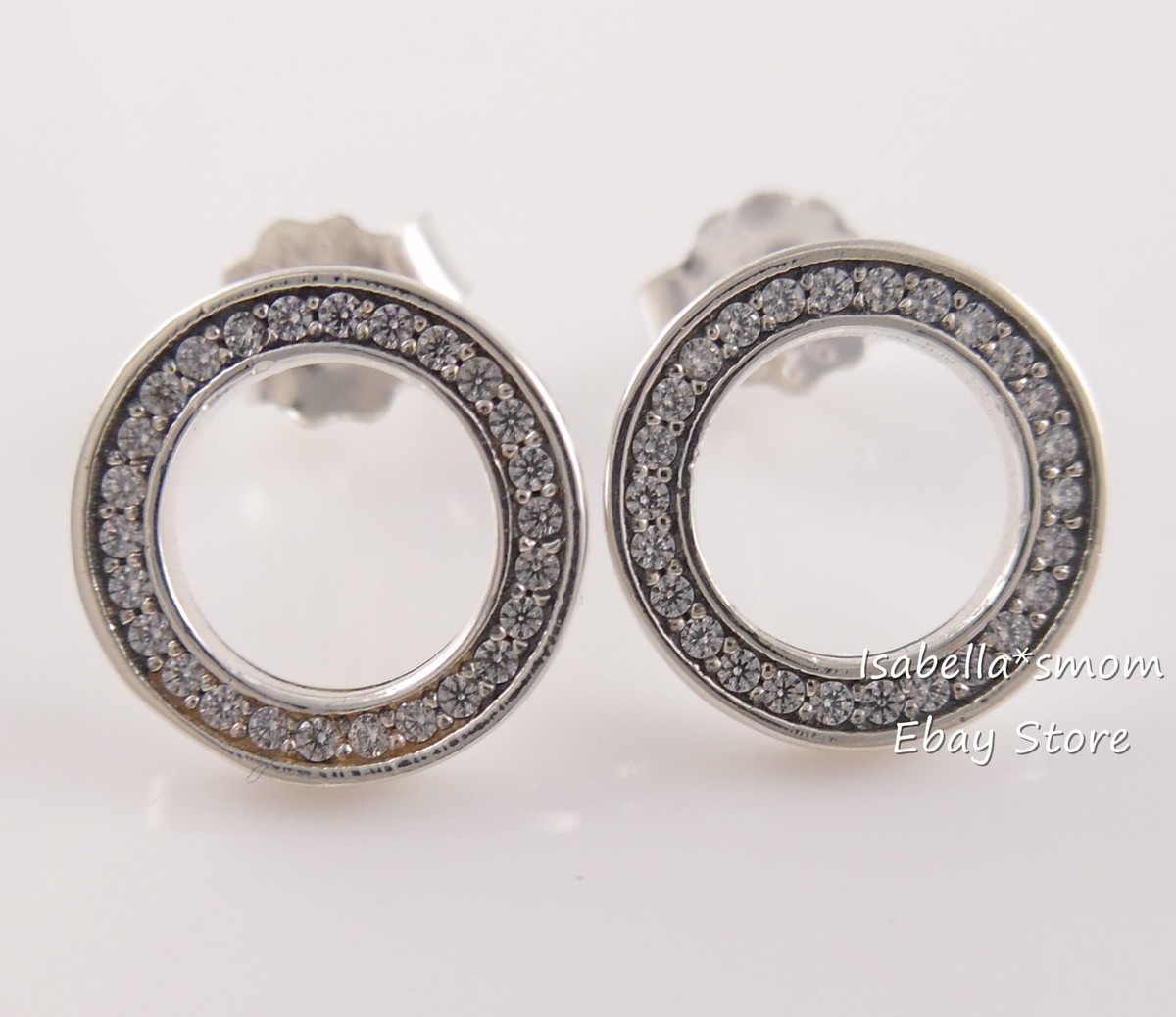 Authentic FOREVER PANDORA Silver HALO Circle Earring Studs