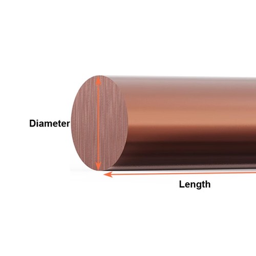 Pure Copper Solid Rod Bar T2 Red Metal Round Diameter 14mm-35mm Various Lengths - Picture 2 of 6