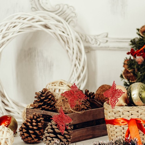 20 Piezas Decoraciones de Navidad Mariposas Huecas Brillantes Árbol de Navidad - Imagen 8 de 12