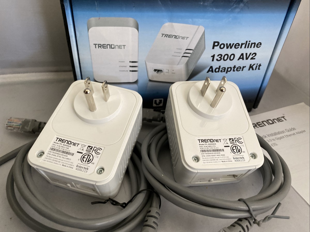 TRENDnet Powerline 1300 AV2 Adapter Kit, TPL-422E2K, Includes 2 x