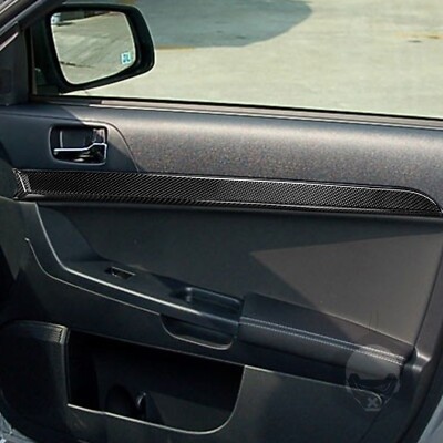 Carbon Fiber Door Panel Trim Strips Interior For Mitsubishi Lancer