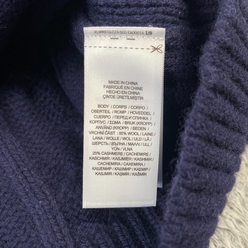 Polo Ralph Lauren Cable-Knit Wool Cashmere Cardigan Size Medium Men Hunter Navy - Picture 6 of 7