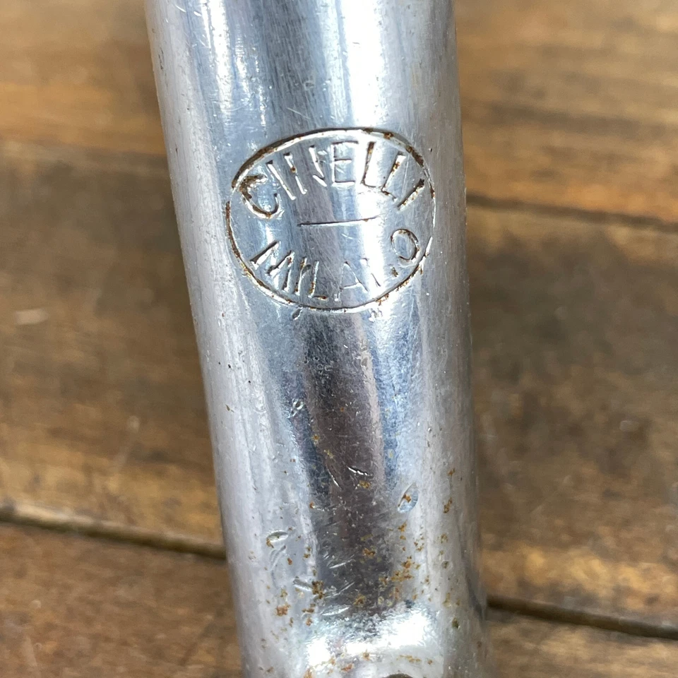 Estampilla vintage Cinelli vástago de acero Milano PIEZAS pista carrera cuello ovalada Italia eroica Foto 2 de 4
