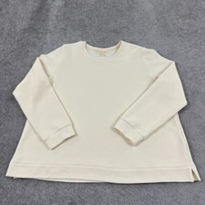 EILEEN FISHER Top Womens XL Cream White Yellow Organic Cotton Crew Neck USA Made